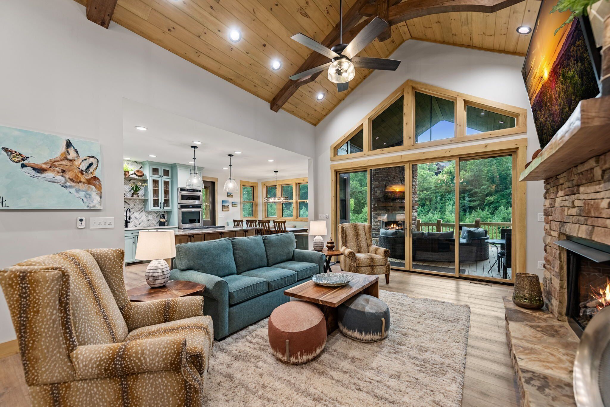 Smart TV, fireplace, video games, foosball