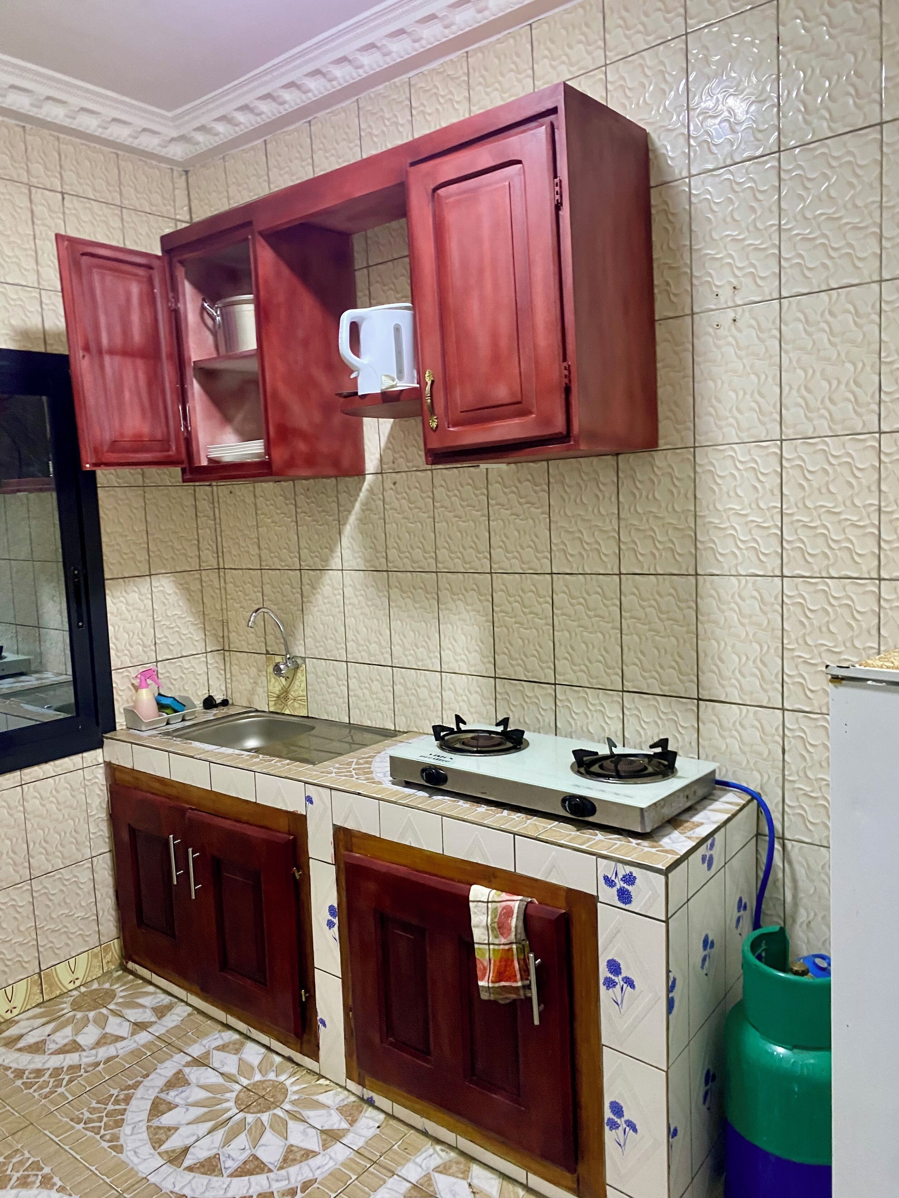 Kühlschrank, Mikrowelle, Herdplatte, Geschirrspüler