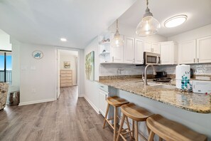 Fridge, microwave, oven, stovetop - CONDO ON THE LAGOON, OUTDOOR POOL (Gulf Shores)