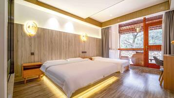 Phòng 2 giường đơn tiện nghi đơn giản, quang cảnh núi | Quang cảnh từ phòng