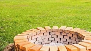 A circular brick fire pit in a grassy area. - Ecoturismo Monte Horeb (Gracias)