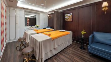 Sauna, hot tub, steam room, hot stone massages, deep-tissue massages