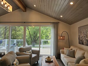 Smart TV, chimenea, reproductor de DVD y monitor de computadora 