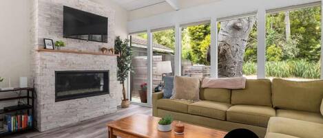 TV, fireplace