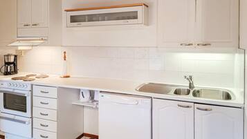 Fridge, microwave, dishwasher, toaster