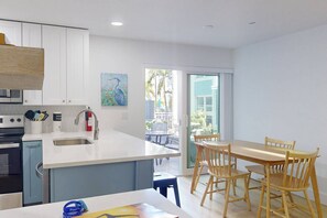 Fridge, microwave, dishwasher, coffee/tea maker