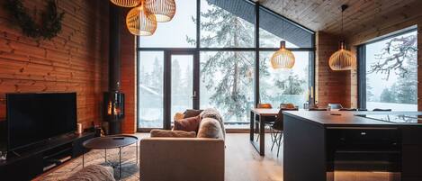 Televisión, chimenea