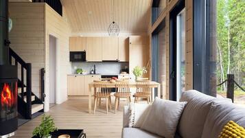 Una Smart TV, una chimenea