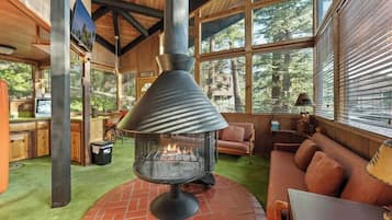Televisión y chimenea