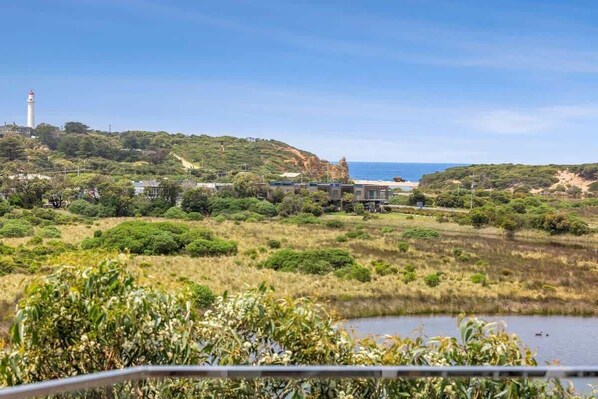 View over Painkalac Creek, Split Point Lighthouse & Sentinel Rock Beach