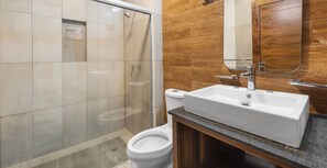 Regadera, secadora de cabello, toallas 