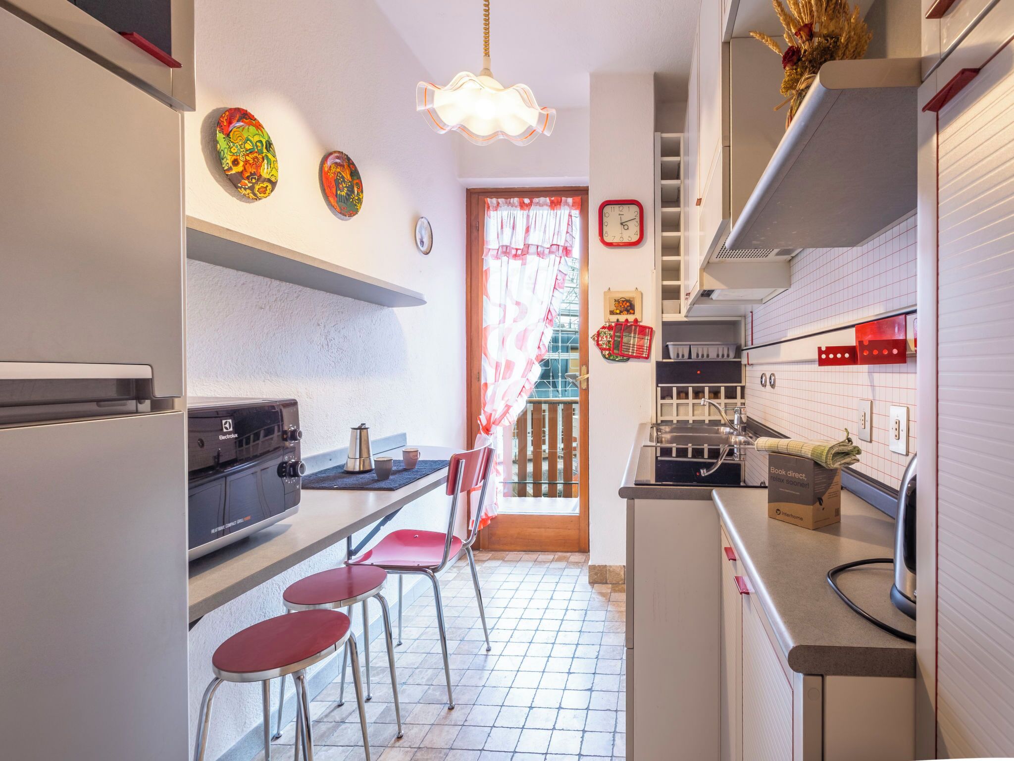 Fridge, microwave, cookware/dishes/utensils