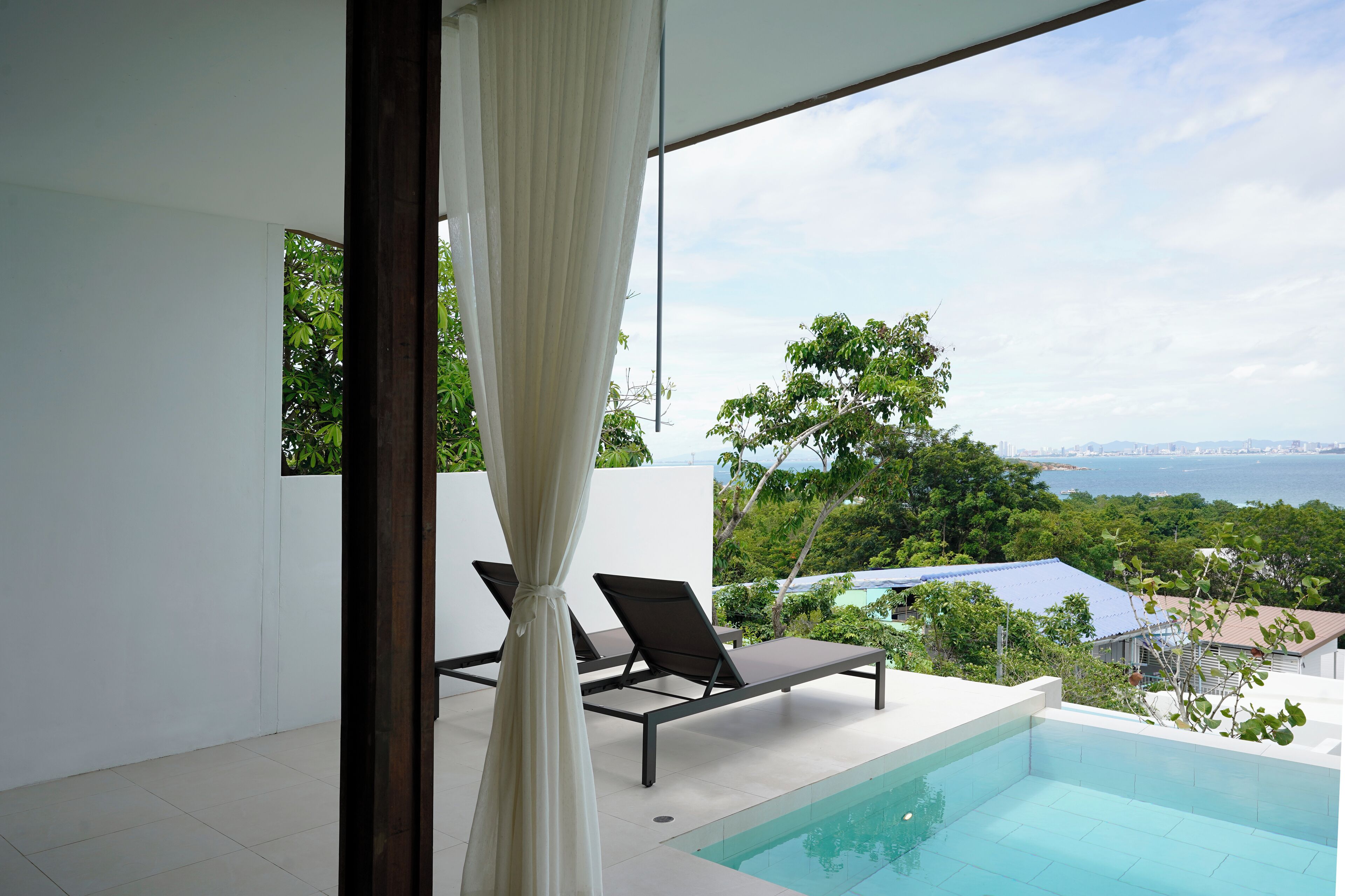 Villa – exclusive, privat basseng, sjøutsikt | Sengetøy av topp kvalitet, minibar (inkludert) og blendingsgardiner