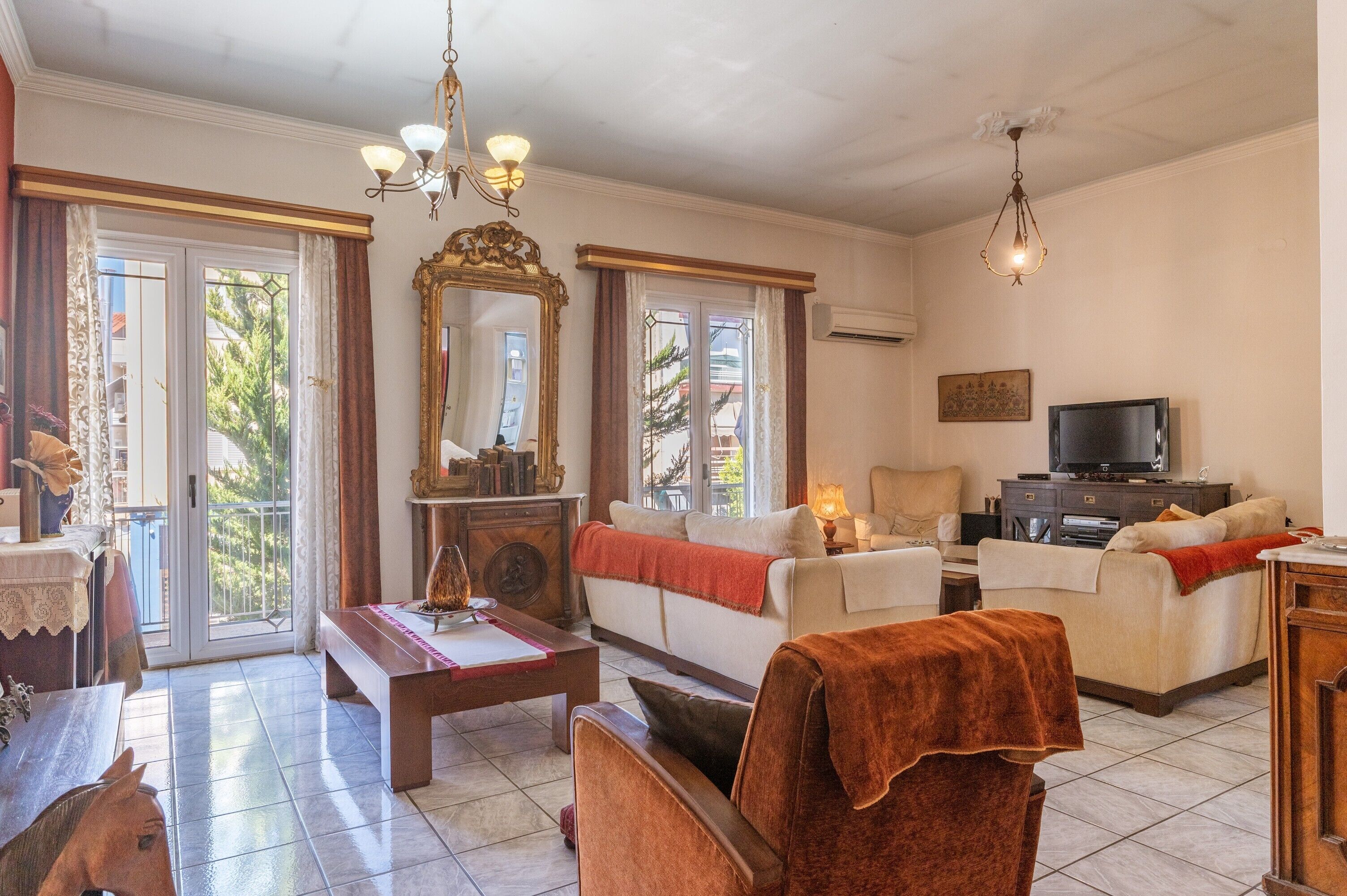 TV, DVD player, stereo