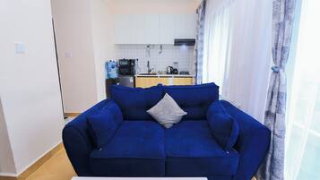 Deluxe maisonnette, uitzicht op park | Woonruimte