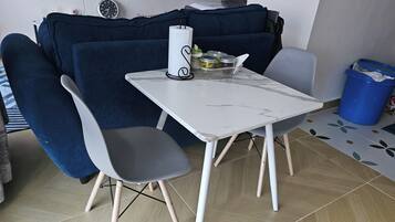 Desk, laptop workspace, blackout curtains, free WiFi