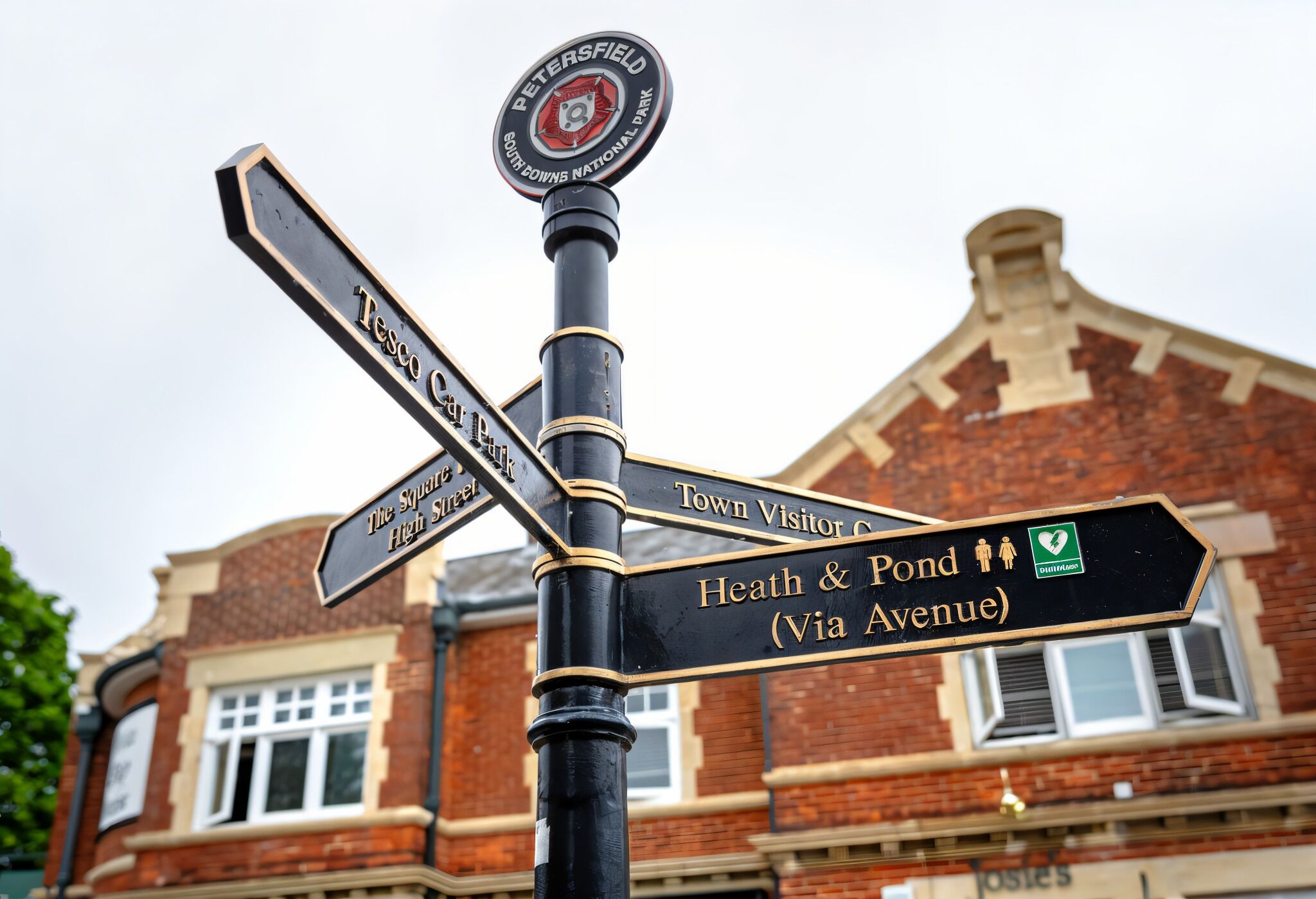 A directional signpost with multiple arms pointing to various destinations.