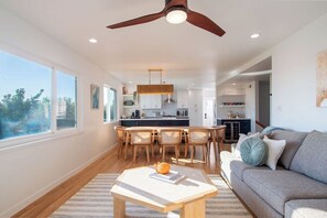 Smart TV, fireplace, video games, table football