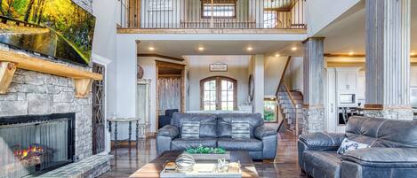 Smart TV, fireplace, video games, foosball