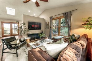 Smart TV, fireplace, video games, books