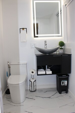 Dusche, Haartrockner, Handtücher