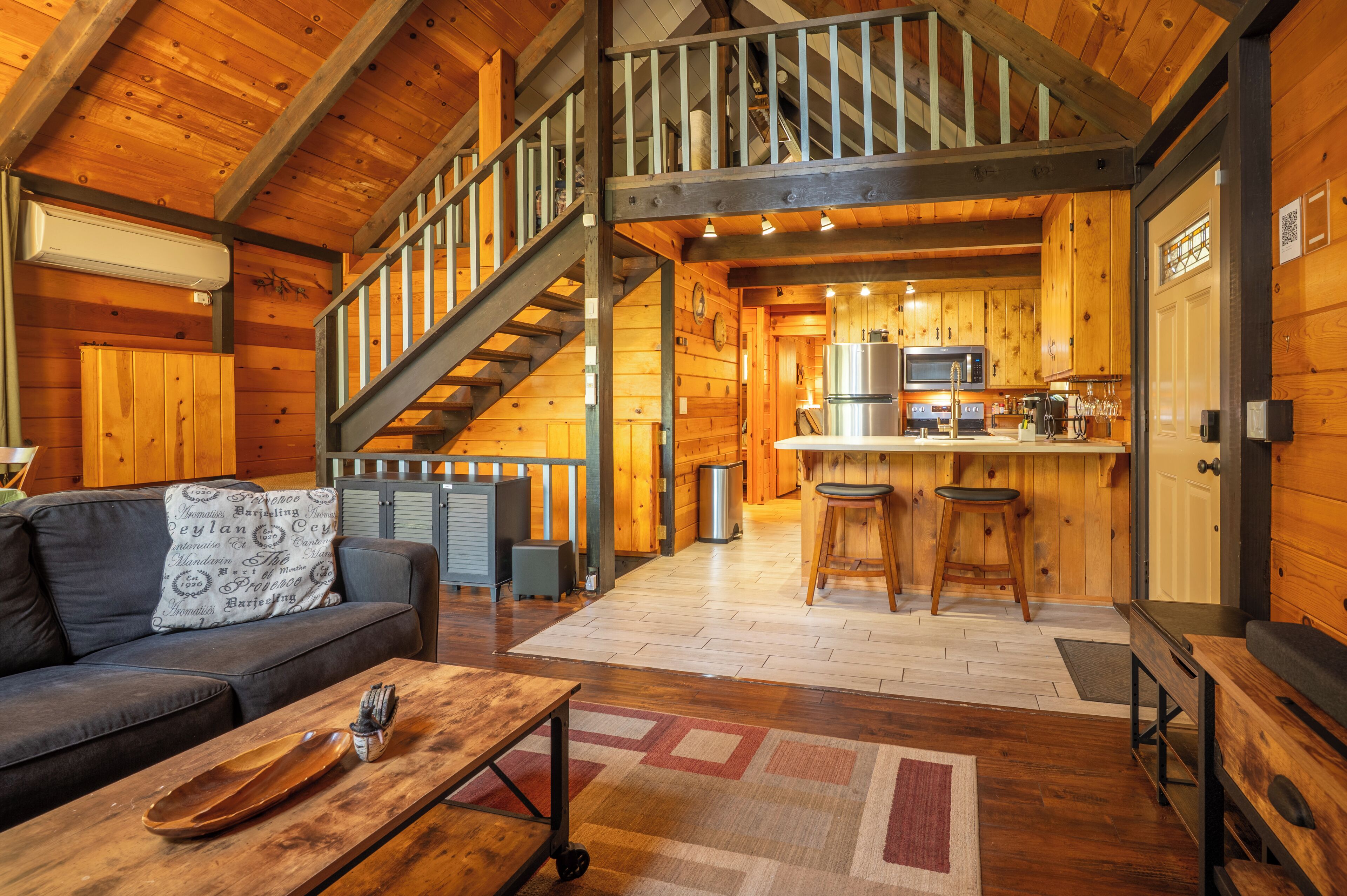 Smart TV, fireplace, foosball