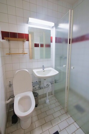 Buồng tắm vòi sen, khăn tắm, giấy vệ sinh 