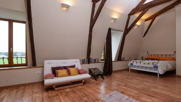 4 bedrooms, iron/ironing board, WiFi, bed sheets