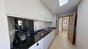 Fridge, microwave, oven, dishwasher