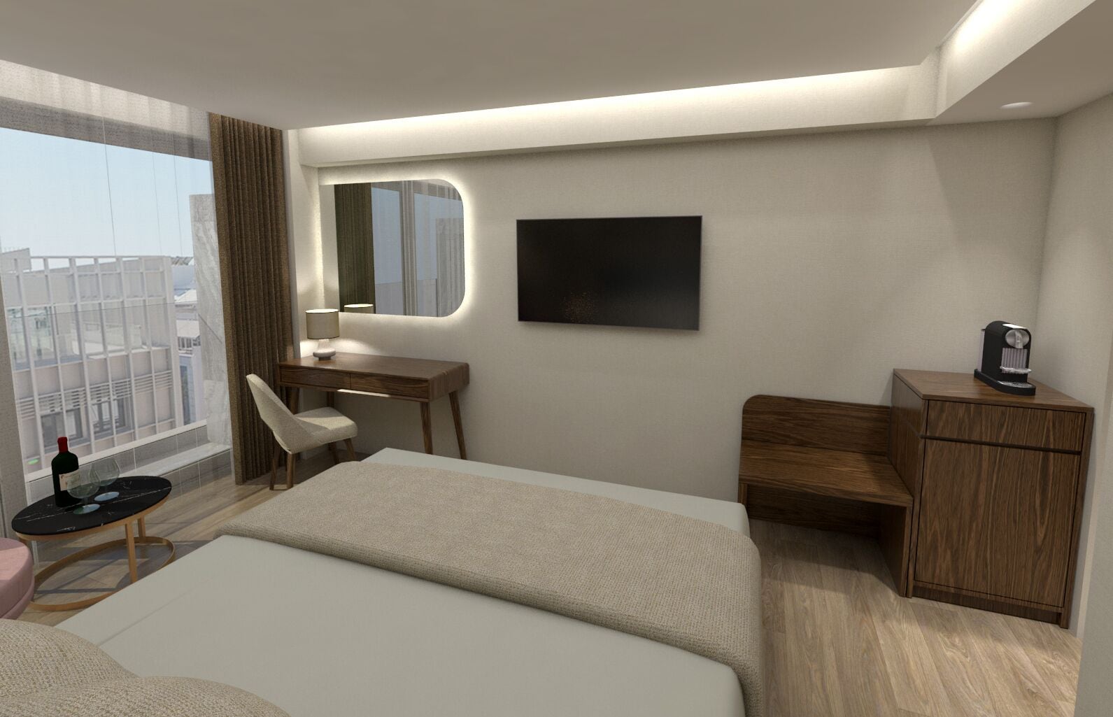 Superior dubbelrum eller tvåbäddsrum - balkong - utsikt mot staden | Värdeförvaringsskåp på rummet, mörkläggningsgardiner och ljudisolering