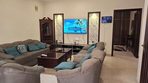 TV connectée, cheminée, livres
