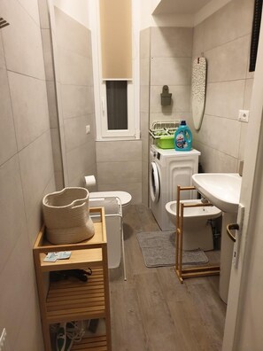 Dusche, Haartrockner, Bidet, Handtücher