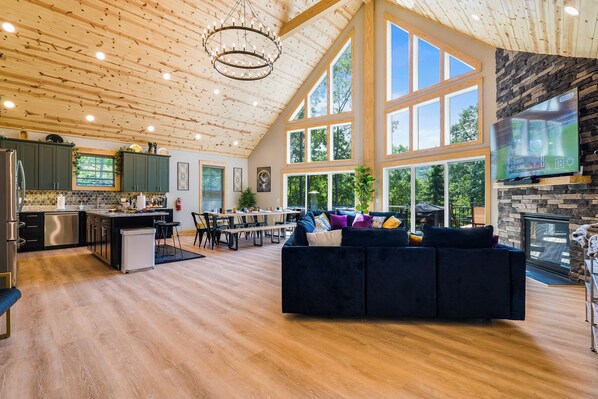 Smart TV, fireplace, video games