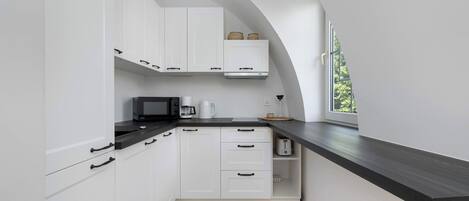 Fridge, microwave, stovetop, dishwasher