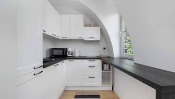 Kühlschrank, Mikrowelle, Herdplatte, Geschirrspüler