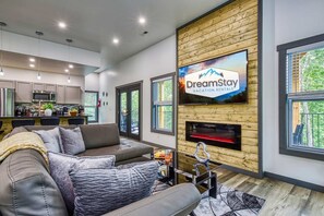 TV, fireplace, video games, books