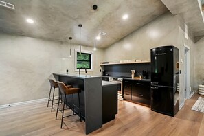 Fridge, microwave, oven, dishwasher