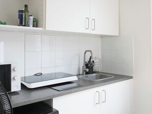 Fridge, microwave, coffee/tea maker