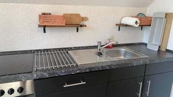 Fridge, microwave, oven, dishwasher