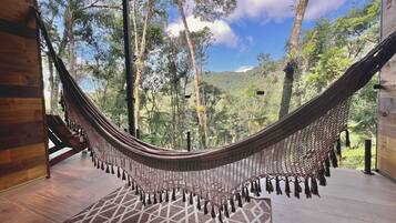 Cabana panorâmico, vista para a montanha | Terraço/pátio