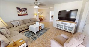 Smart TV, music library, stereo