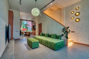 Deluxe Villa, 2 Bedrooms, Private Pool | Living room | 65-inch flat-screen TV with cable channels