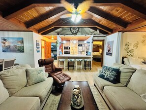 TV connectée, cheminée, lecteur de DVD