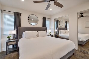 3 habitaciones, escritorio y tabla de planchar con plancha 