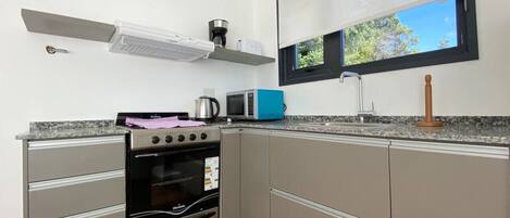 Microwave, oven, stovetop, coffee/tea maker