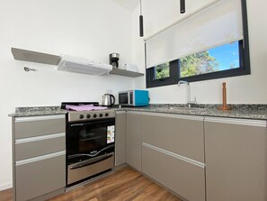 Microwave, oven, stovetop, coffee/tea maker
