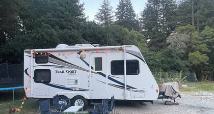 Redwood RV Retreat: Trampoline, Animals & Family Fun