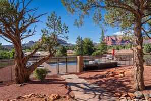 A heated pool - *New* 8-Bedroom Red Rock Retreat l Pool l Hot Tub l Pickleball l Playground l Putting Green (Sedona)