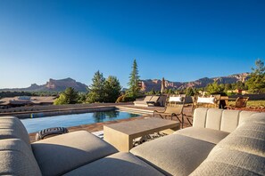 A heated pool - *New* 8-Bedroom Red Rock Retreat l Pool l Hot Tub l Pickleball l Playground l Putting Green (Sedona)