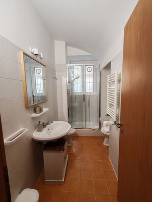 Dusche, Haartrockner, Bidet, Handtücher